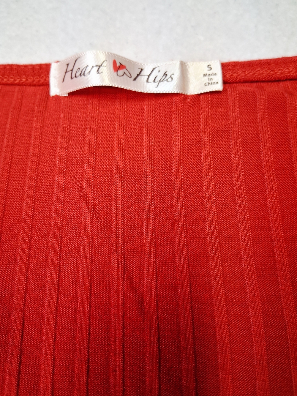 Heart & Hips Red Ribbed Long Sleeve Button-Front Top - Picture 4 of 5